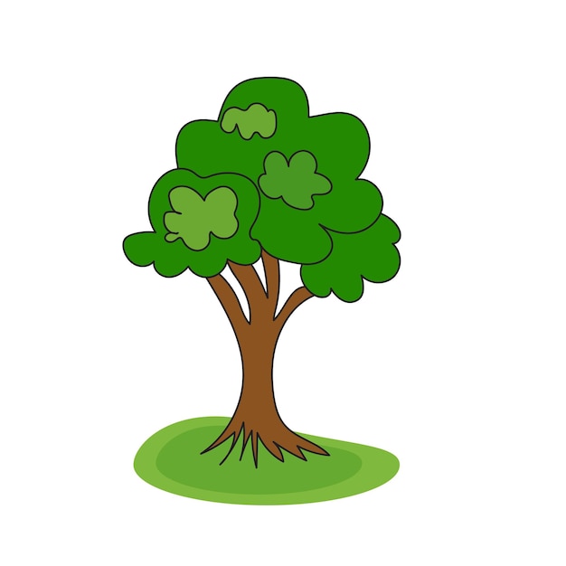 A cartoon tree with four leaves