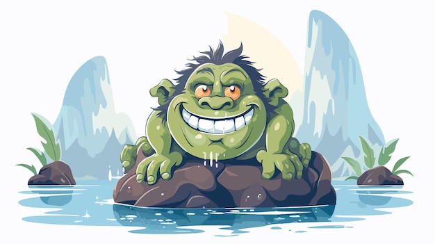 Cartoon Troll Turned to Stone Illustration