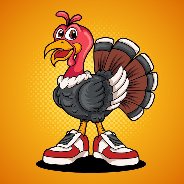 Cartoon turkey wearing shoes