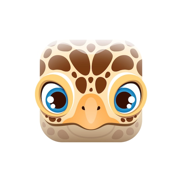 Cartoon turtle kawaii square animal face tortoise