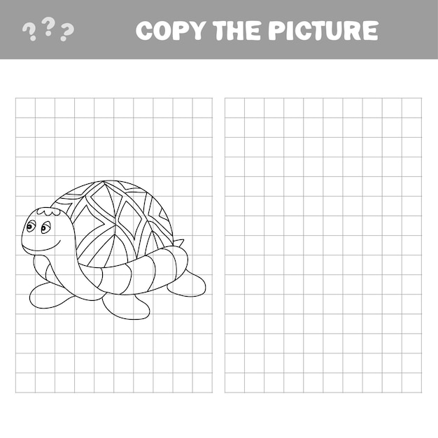 Cartoon turtle. Outlined. Vector illustration. Puzzle for Preschool Children