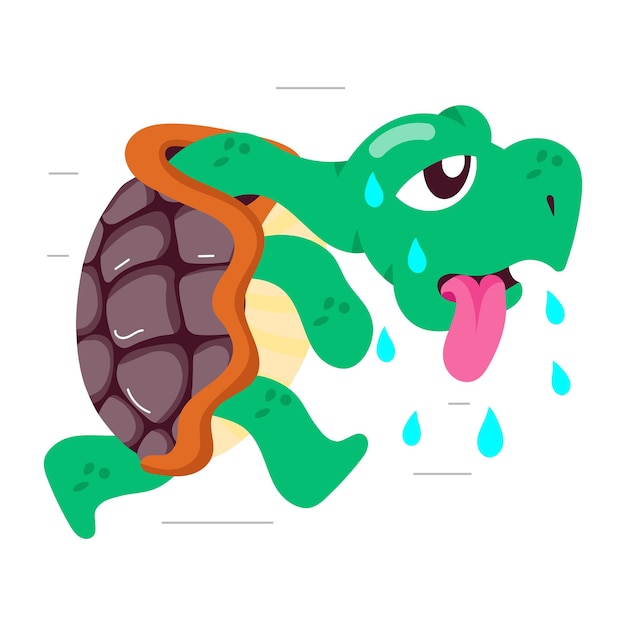 Vector a cartoon of a turtle with a tongue sticking out