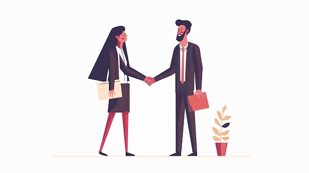 Vector a cartoon of two people shaking hands