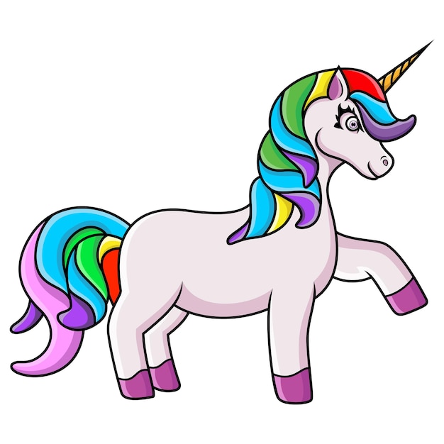 Cartoon unicorn isolated on white background