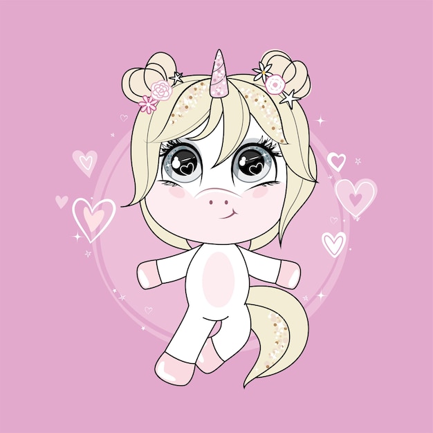 Cartoon unicorn with blonde hair