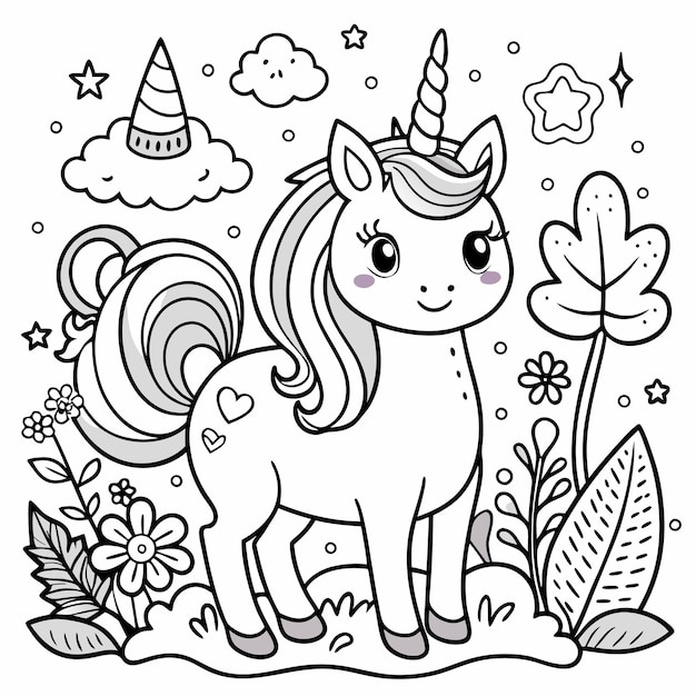 a cartoon unicorn with a horn and a horn on it