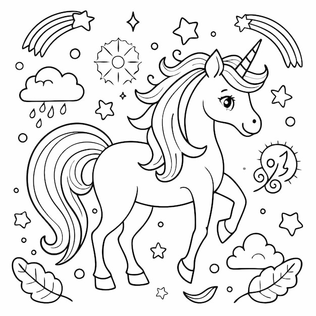 Vector a cartoon unicorn with a star on the top of it