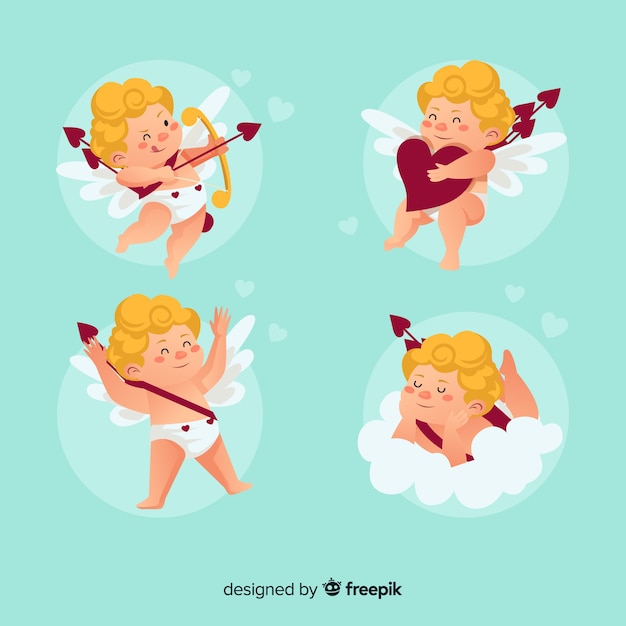 Cartoon valentine cherubin set