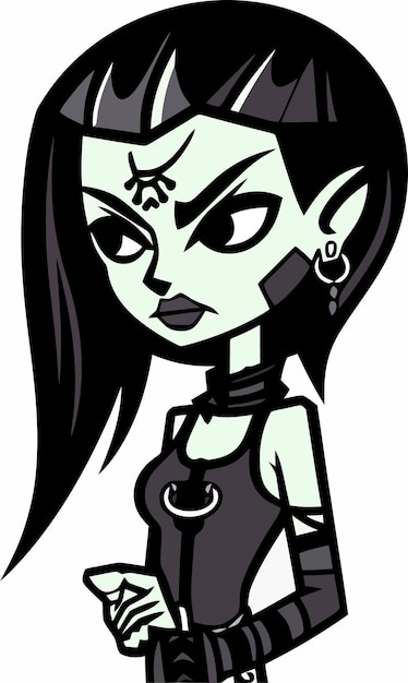 A cartoon of a vampire girl