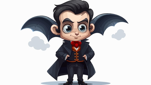 Vector cartoon vampire with thought bubble creative halloween illustration