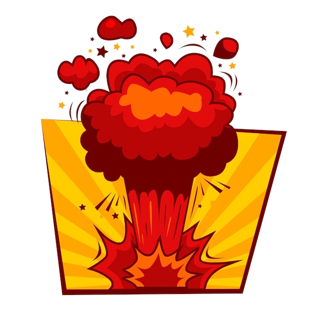 Vector cartoon vector bomb explosion with smoke