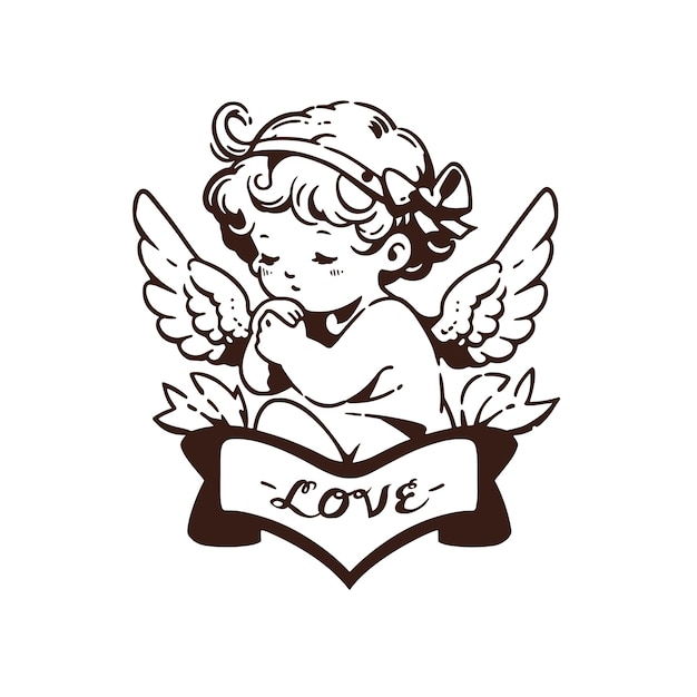 Cartoon Vector Cupid with bow and arrow illustration