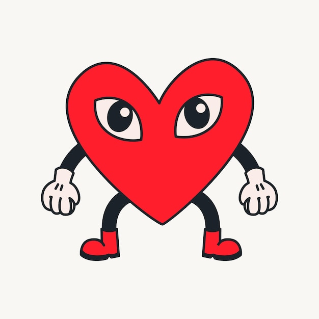 Cartoon vector funny cute Comic characters heart with eyes