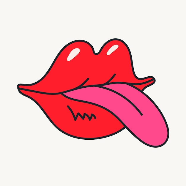 Cartoon vector funny cute Comic characters mouth with tongue