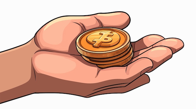 Cartoon Vector of Hand Holding Coin Money Isolated Icon