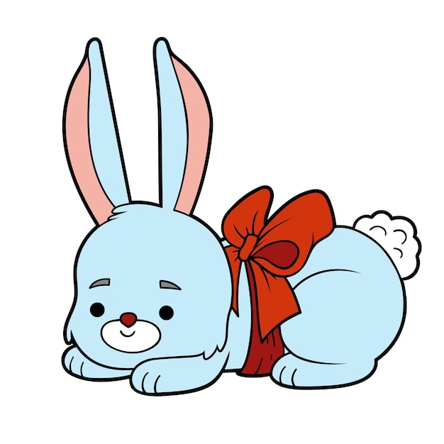 Cartoon vector illustration about Easter, Rabbit and bow