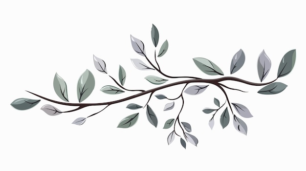 Vector cartoon vector illustration of branch with grey leaves