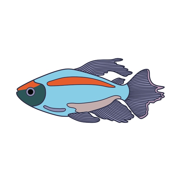 Cartoon Vector illustration congo tetra fish icon Isolated on White Background