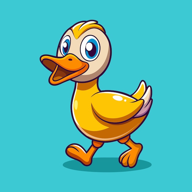 Cartoon Vector Illustration of a Cute Walking Duck