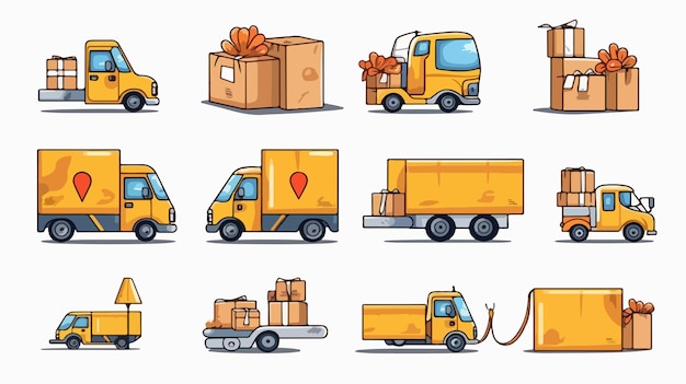 Cartoon Vector Illustration of Delivery Service Icons Set Conceptual Image for Courier and Logistics