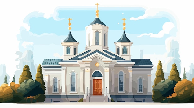 Vector cartoon vector illustration of a high church building