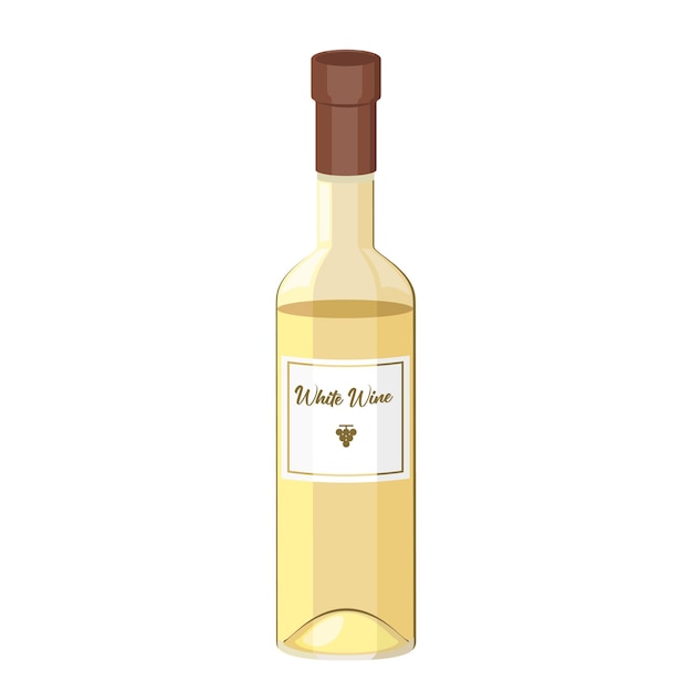 Cartoon vector illustration isolated object alcohoi drink bottle white wine