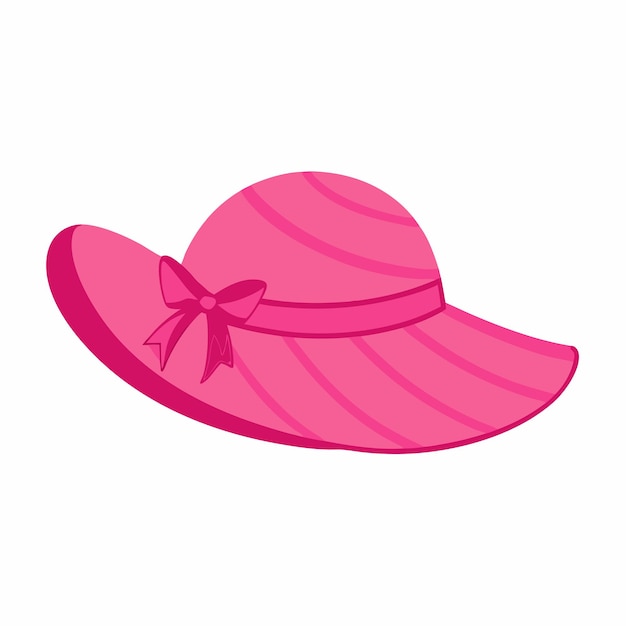 Vector cartoon vector illustration isolated object summer item pink straw hat 3