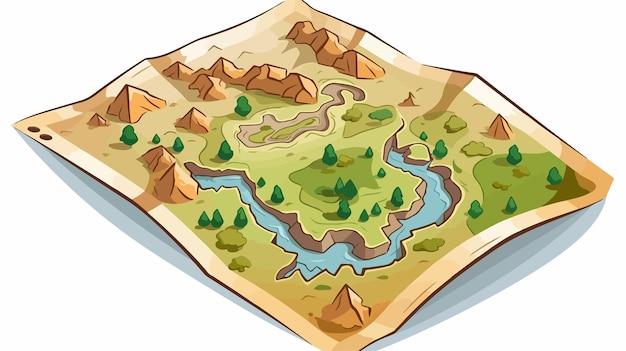 Cartoon Vector Illustration of Paper Map Guide Icon