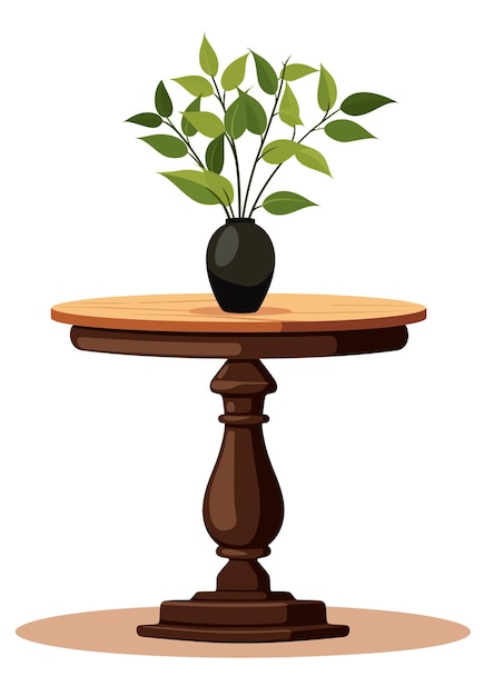 Vector a cartoon vector illustration of a round wooden table on a white background