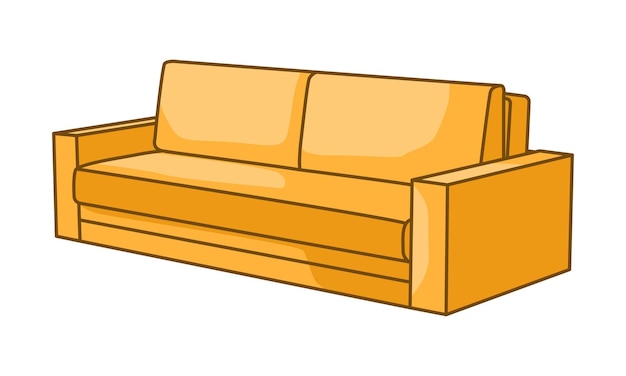 Cartoon vector illustration of a sofa Comfortable furniture for interior design highlighted on a white background Modern sofa model icon