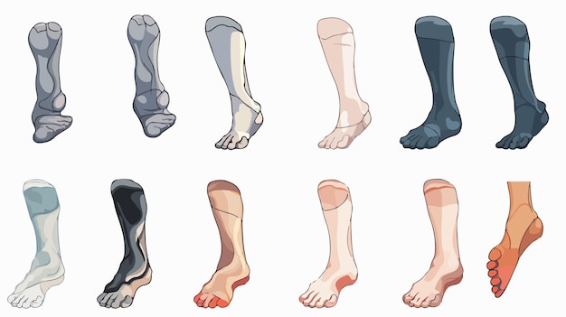 Vector cartoon vector illustration of various foot profiles for design projects