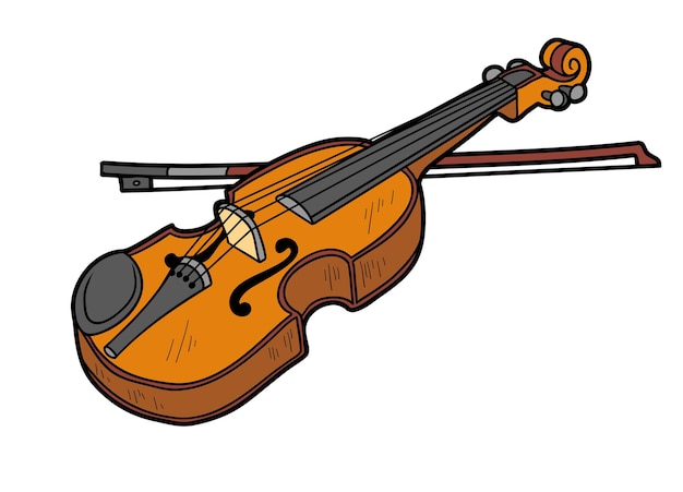 Cartoon vector illustration, Violin. Colorful musical instrument