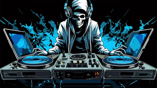 Vector cartoon vector illustration with dj xray image