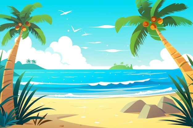 Cartoon Vector of Summer Beach Background