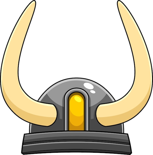 Vector cartoon viking helmet with horns vector hand drawn illustration isolated on transparent background