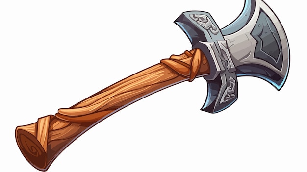 Vector cartoon viking with axe vector illustration