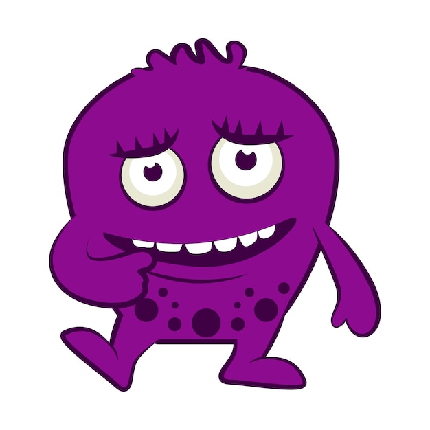 Cartoon violet monster Halloween vector illustration of monster Baby sticker