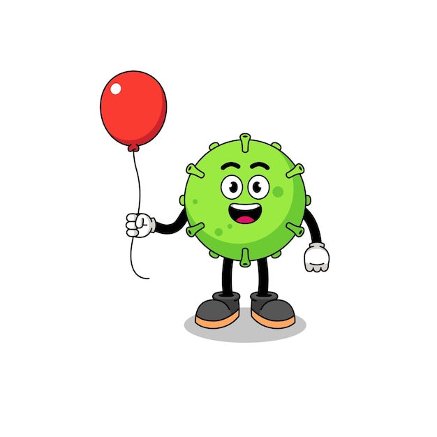 Cartoon of virus holding a balloon