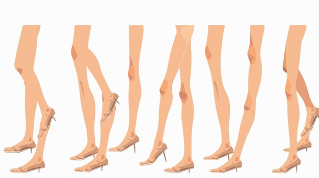 Vector cartoon walking feet on stick legs in various positions