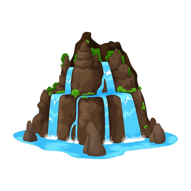 Cartoon waterfall water cascade or river stream