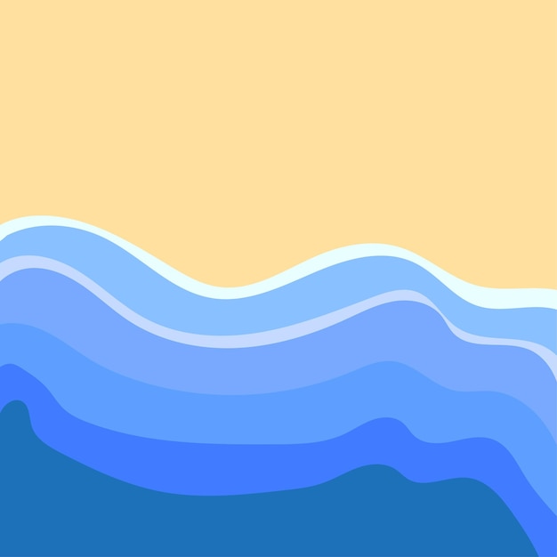 Cartoon waves sun Travel background Vector illustration