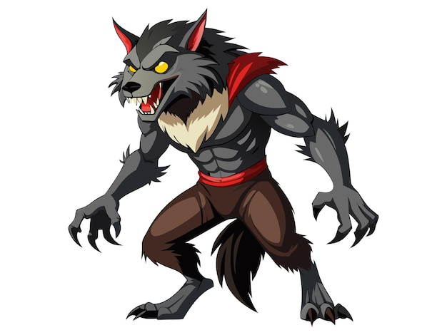 Vector cartoon werewolf isolated on a white background concept of halloween character mythical creature monster horror fantasy nightmare print design element illustration