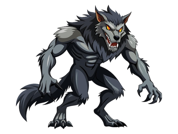 Vector cartoon werewolf isolated on a white background concept of halloween character mythical creature monster horror fantasy nightmare print design element illustration