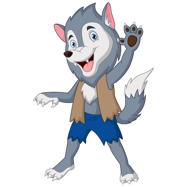 Cartoon the werewolf waving hand