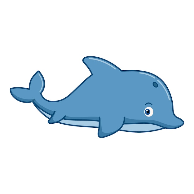 Cartoon whale on white background