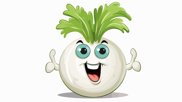 Cartoon White Radish Vegetable Illustration with Playful Design