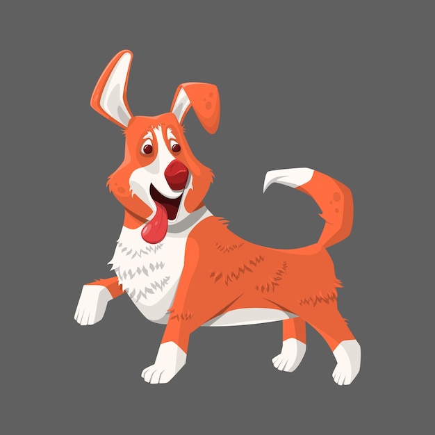 Cartoon whitered dog Welsh Corgi Cardigan