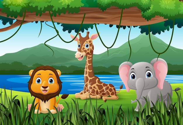 Cartoon wild animal in the jungle