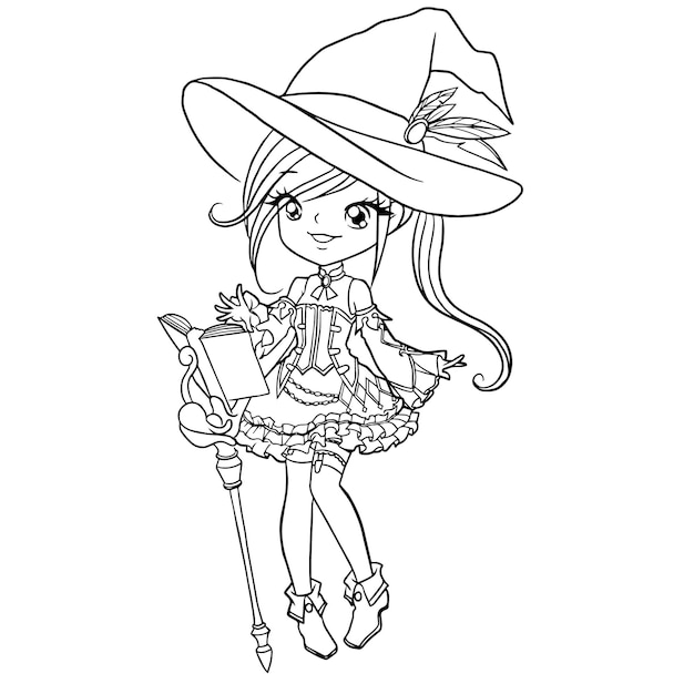 cartoon witch halloween cute kawaii anime anime illustration clip art character chibi drawing manga