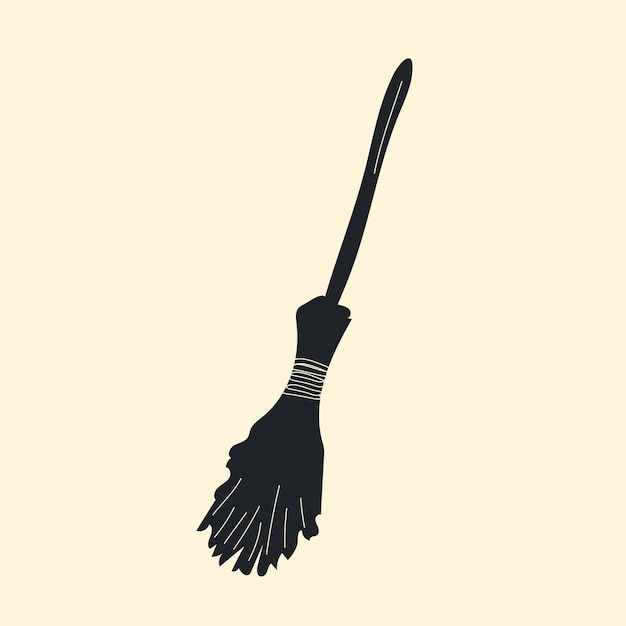 Cartoon witches broom . Symbol of Halloween